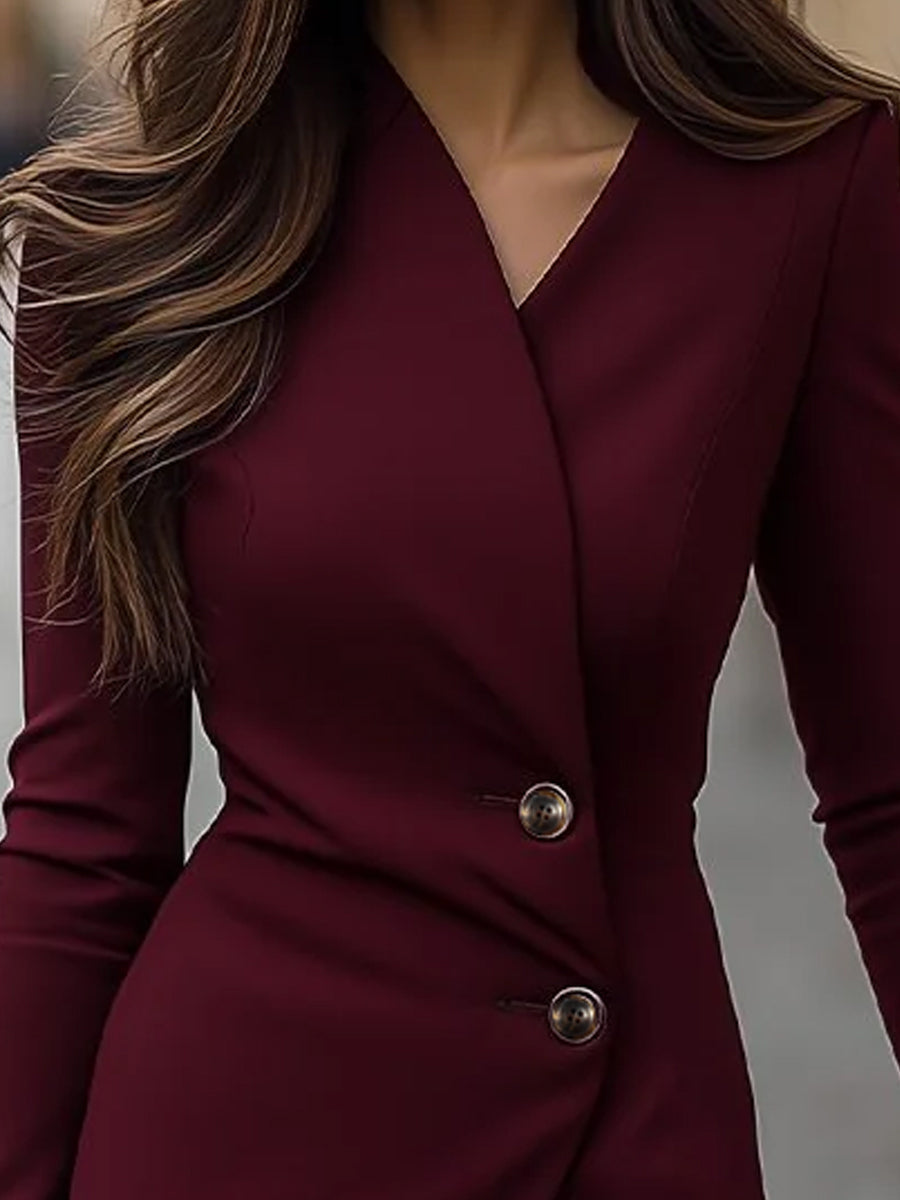 Eva | Wrap-Style Buttoned Midi Dress
