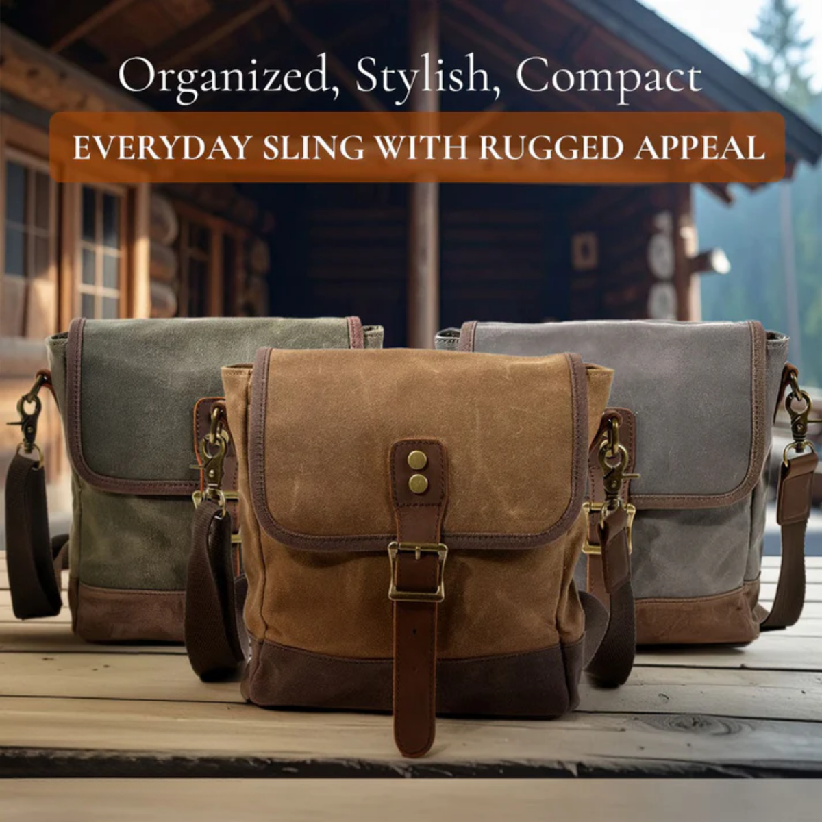 William | Small Canvas Shoulder Bag | Real Leather