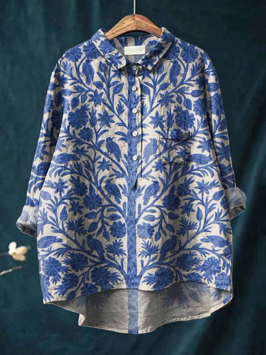 Women's Indian Art Floral Vintage Print Casual Shirt
