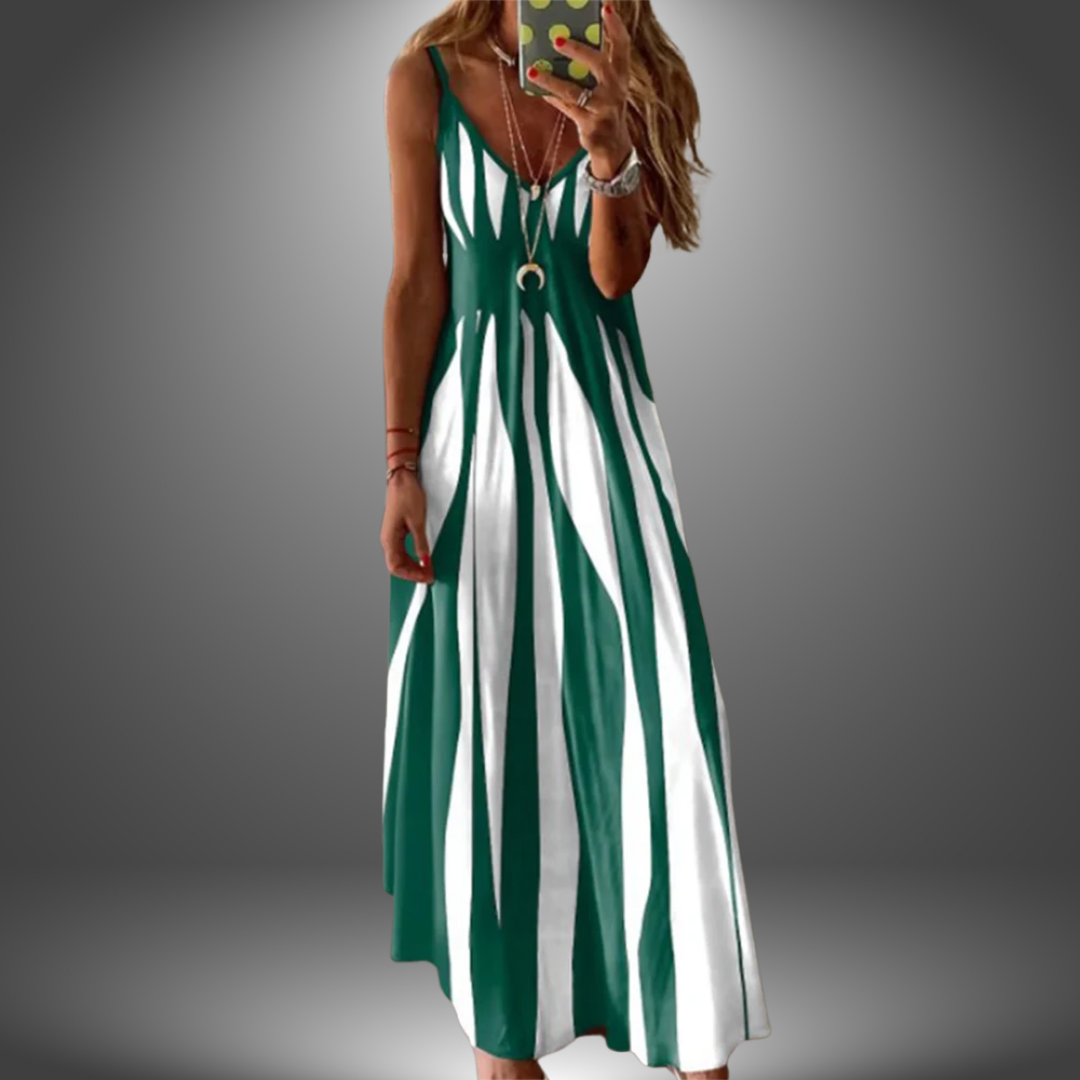 Aria - Elegant Sleeveless Striped Dress