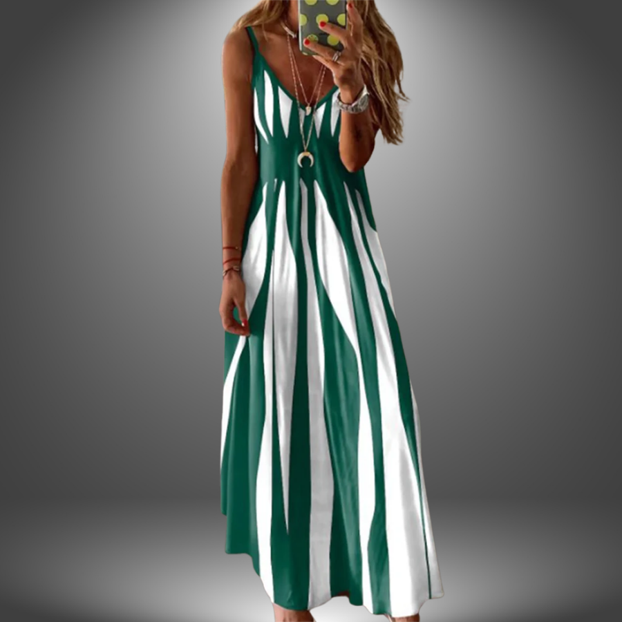 Aria - Elegant Sleeveless Striped Dress
