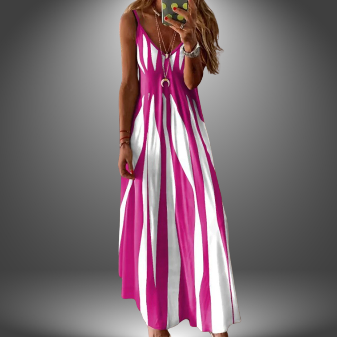 Aria - Elegant Sleeveless Striped Dress