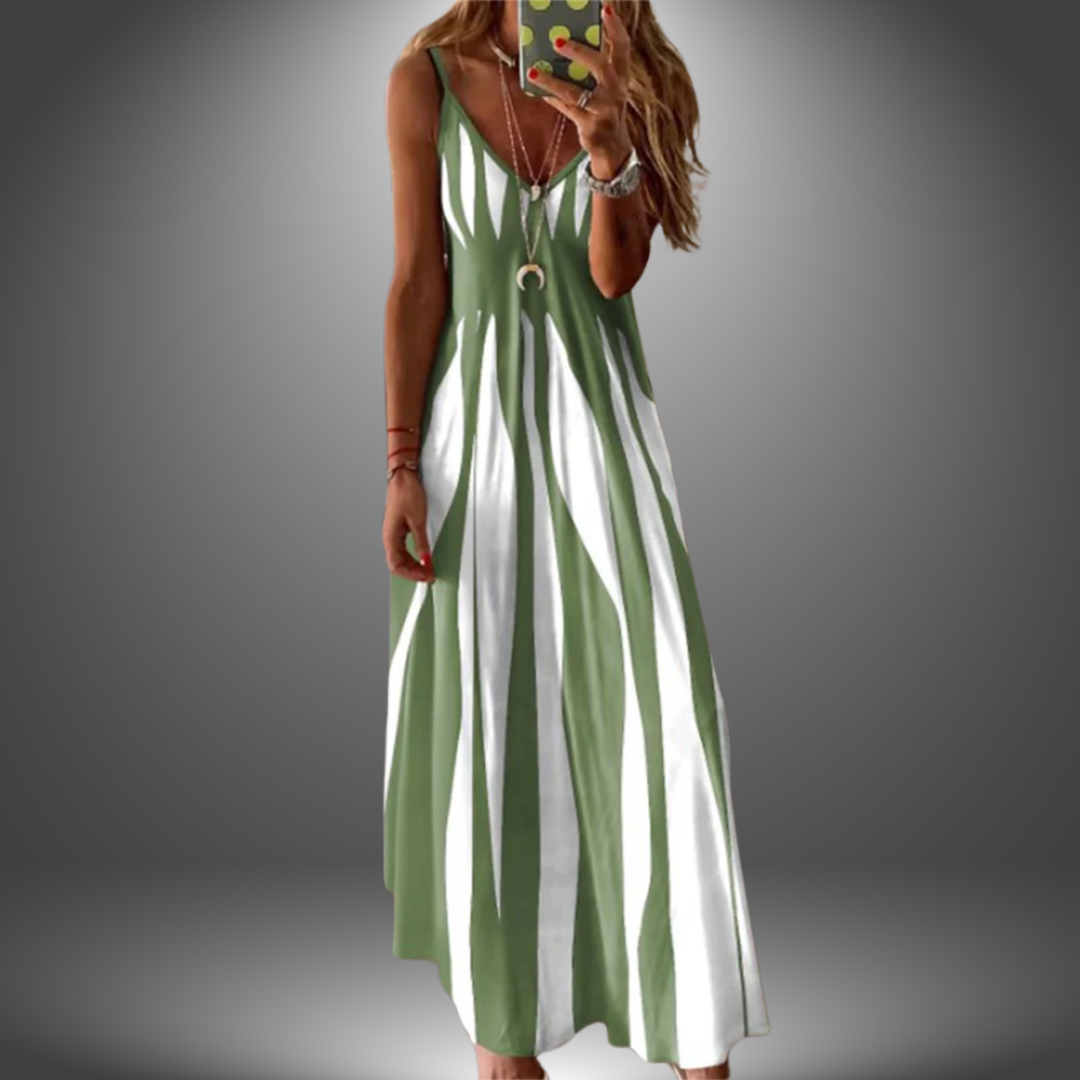 Aria - Elegant Sleeveless Striped Dress
