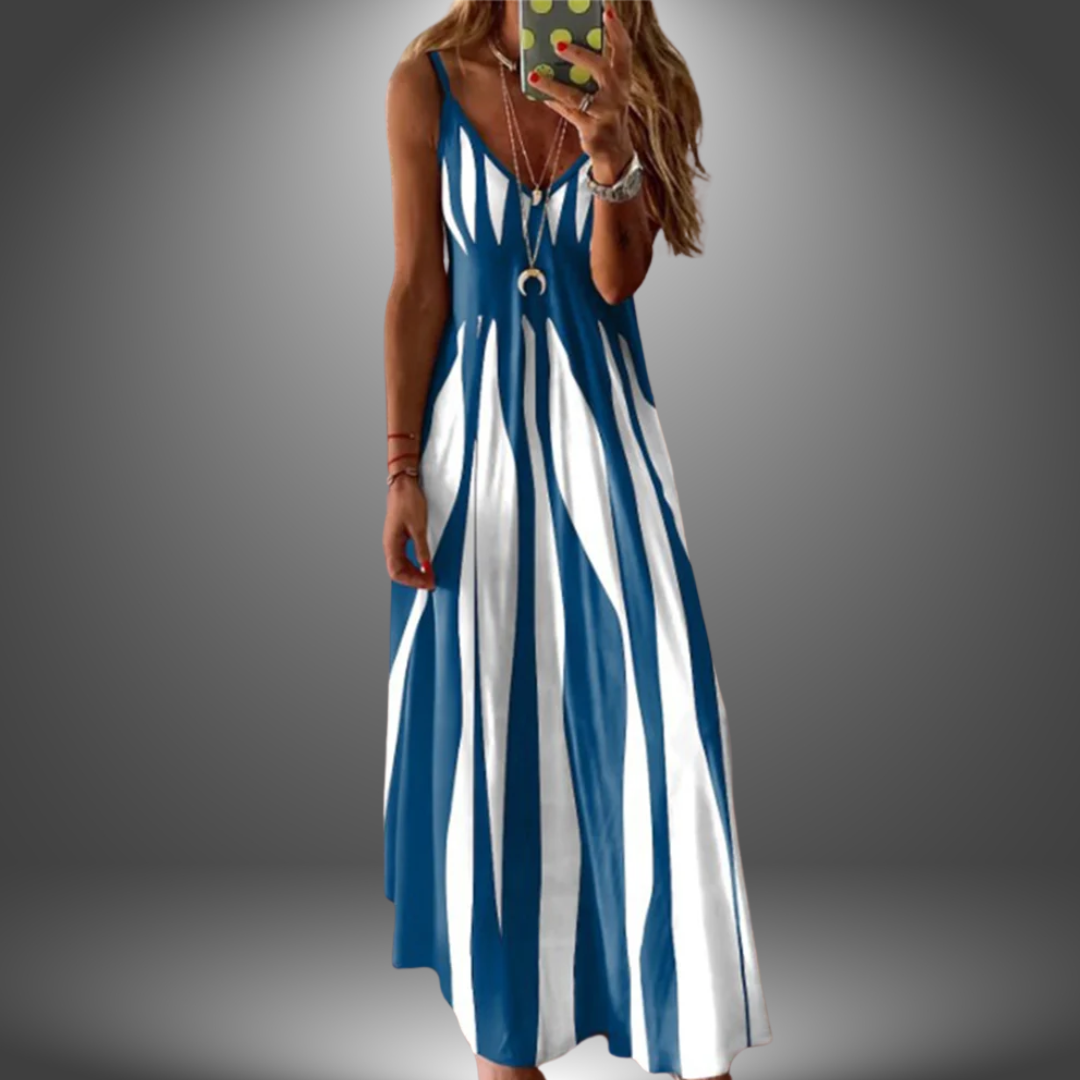 Aria - Elegant Sleeveless Striped Dress