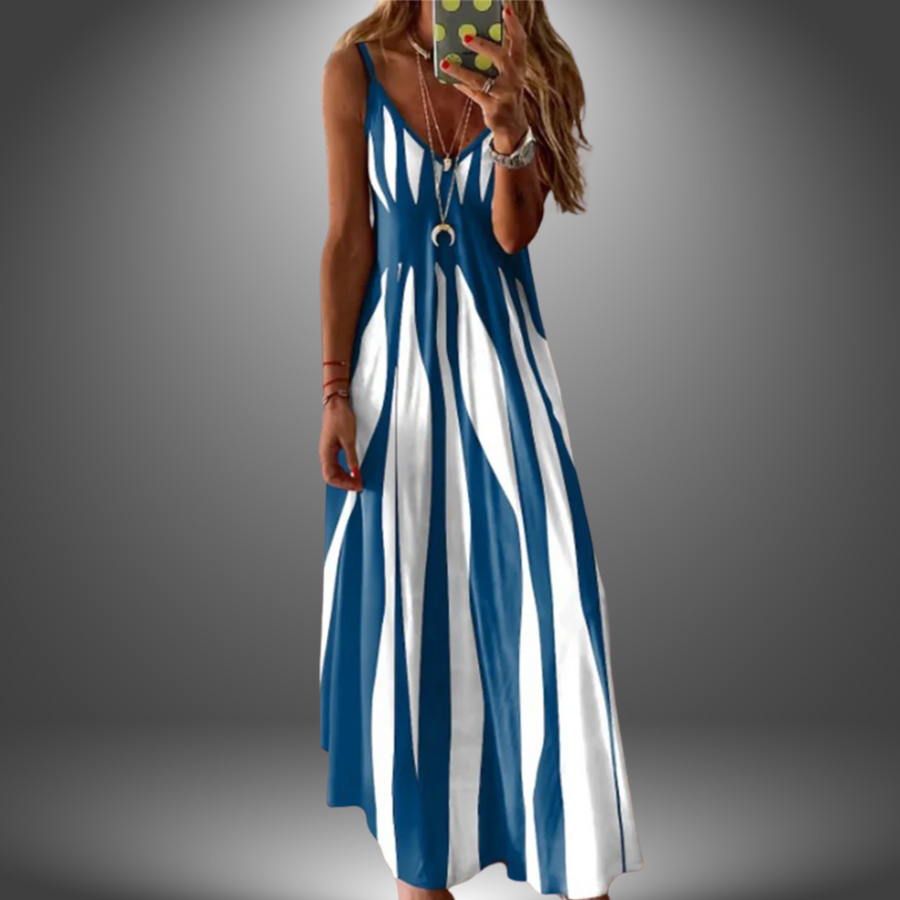 Aria - Elegant Sleeveless Striped Dress