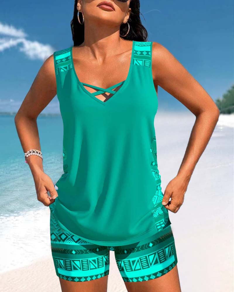 Pearl - Tankini Featuring Geometric Print