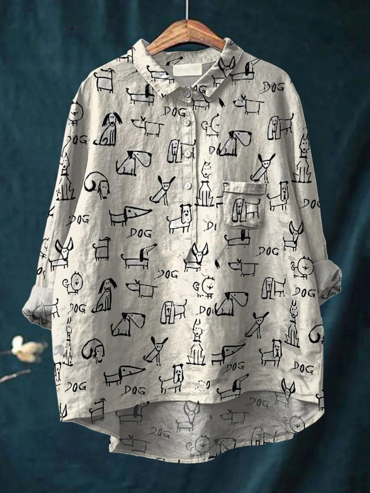 Women's Cute Dog Print Casual  Shirt