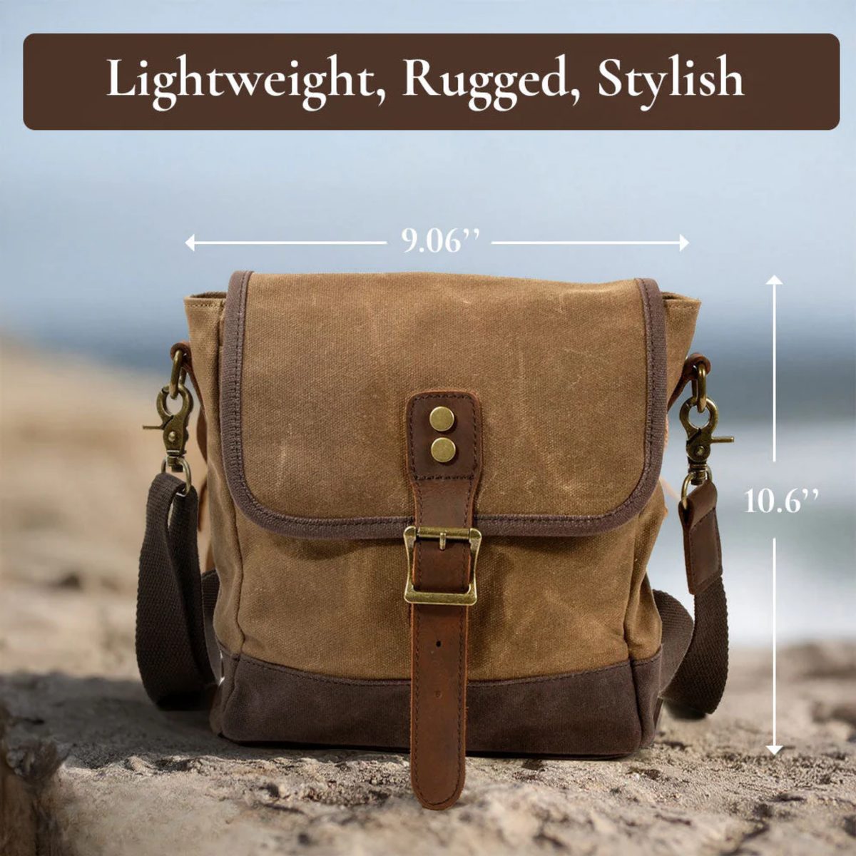 William | Small Canvas Shoulder Bag | Real Leather