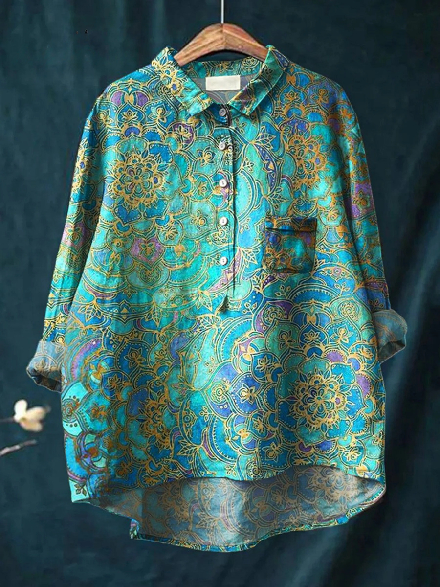 Women's Retro  Art Print Casual  Shirt