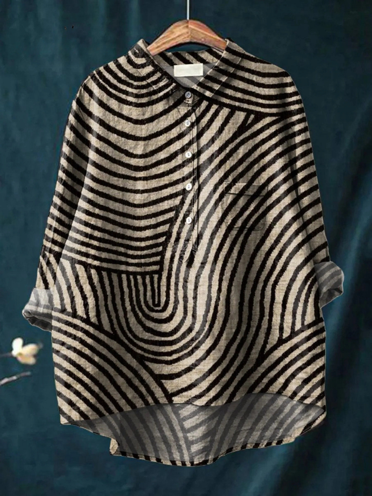 Women's Circular Line Pattern Print Casual  Shirt