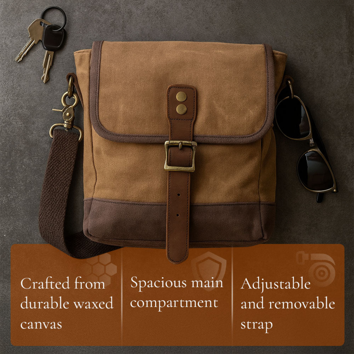 William | Small Canvas Shoulder Bag | Real Leather