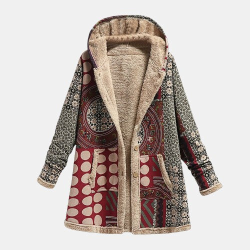 Scarlet |  Burgundy Geometric Coat