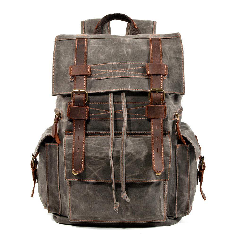 Brian | Spacious Canvas Backpack | Real Leather