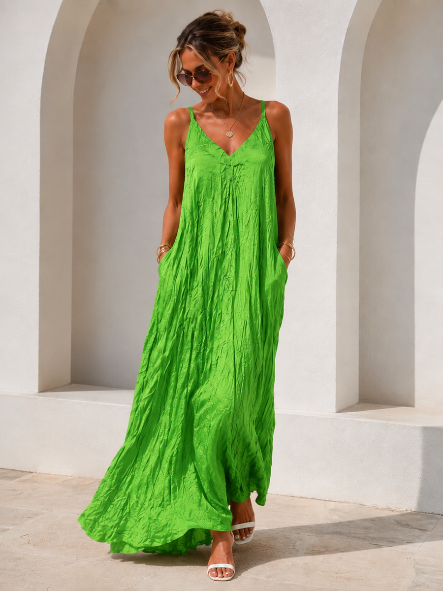 Magnolia | Crinkle Maxi Dress in Lime