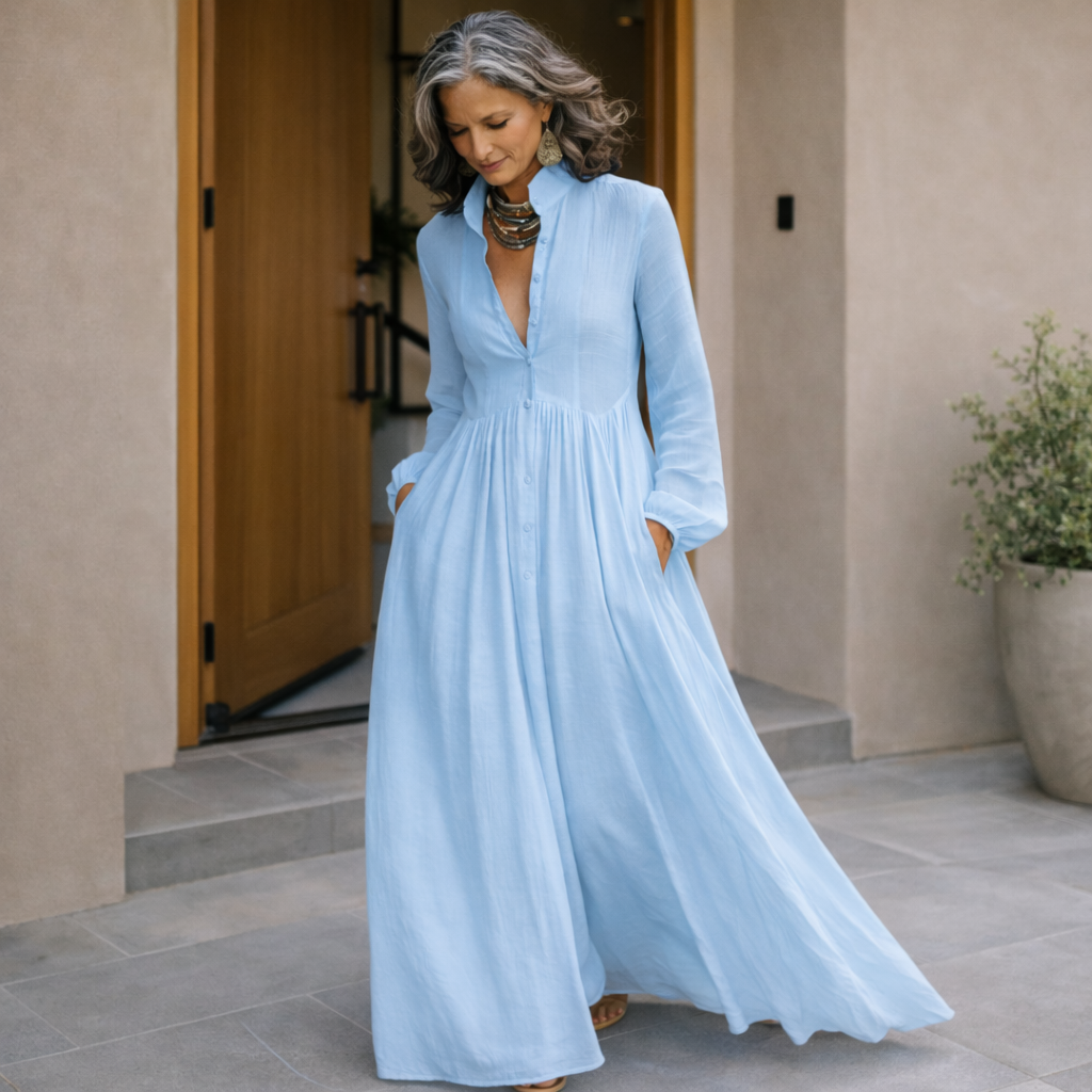 Rachelle | Flowing Button-Front Maxi Dress