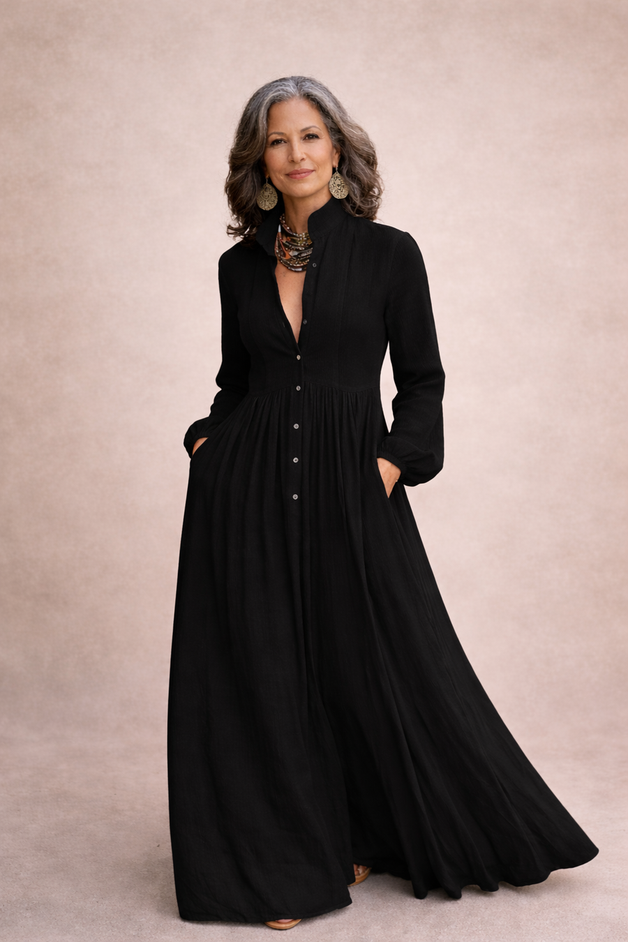 Paige | Flowing Button-Front Maxi Dress