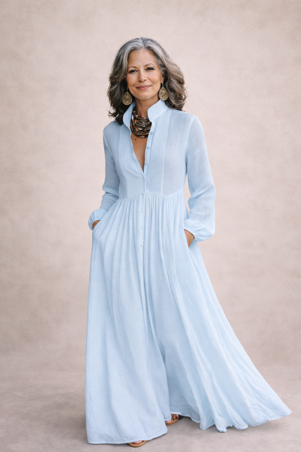 Rachelle | Flowing Button-Front Maxi Dress