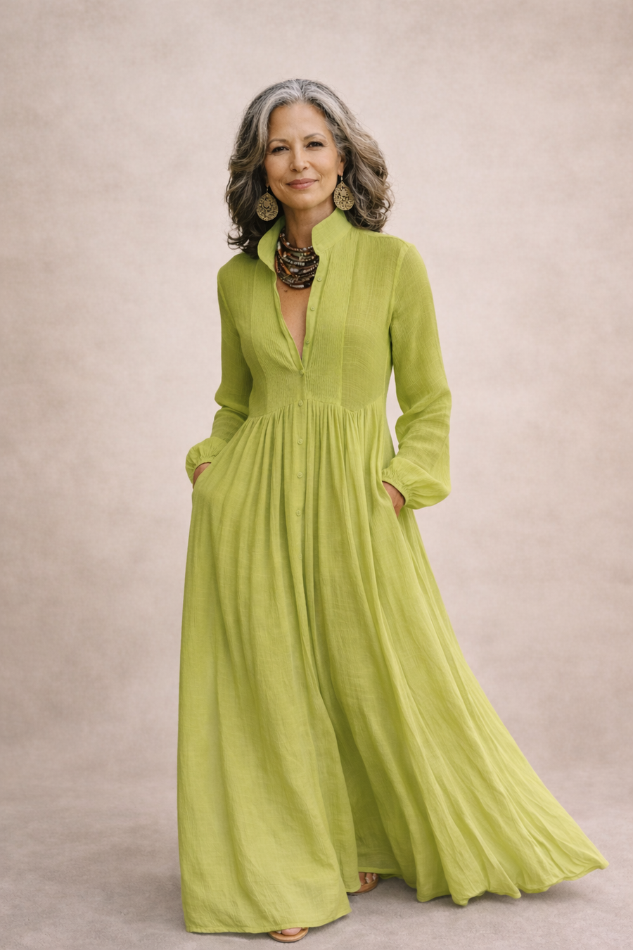 Anne | Flowing Button-Front Maxi Dress
