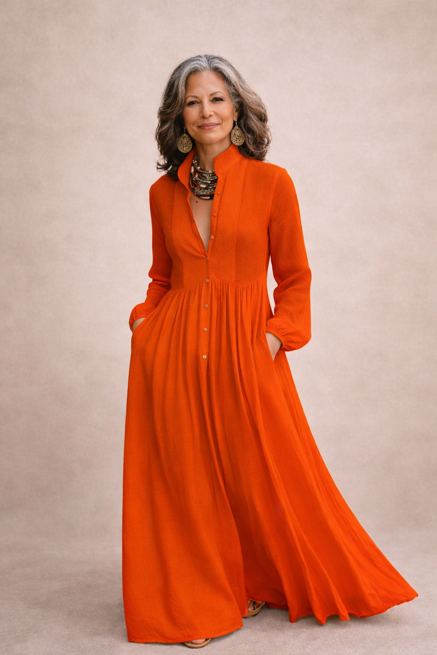 Katty | Flowing Button-Front Maxi Dress