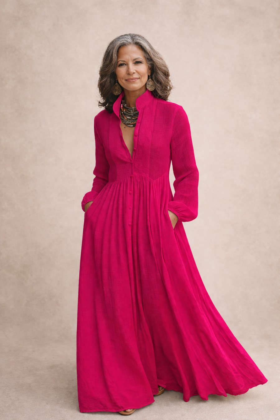 Lauren | Flowing Button-Front Maxi Dress