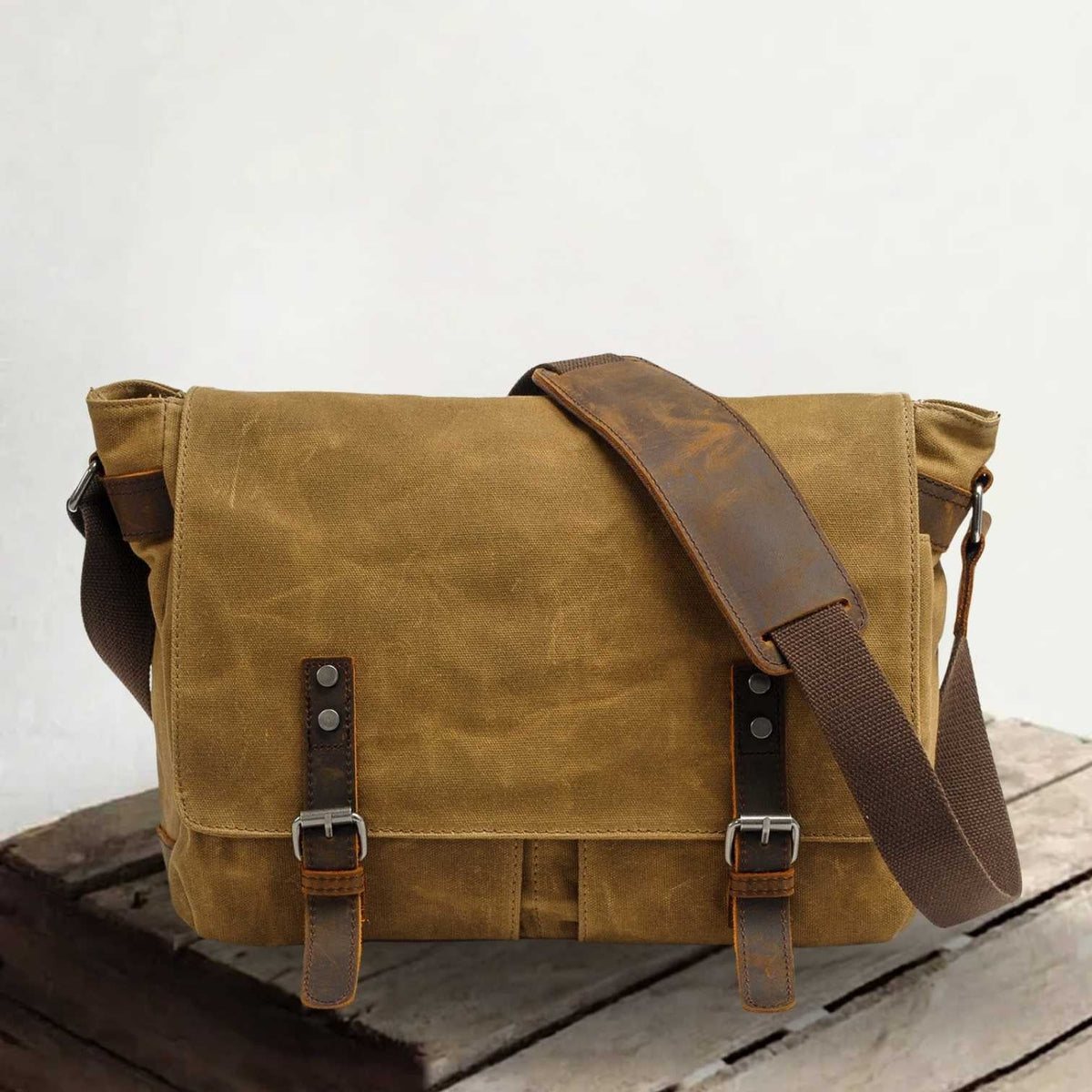 Joshua | Canvas Shoulder Bag | Real Leather
