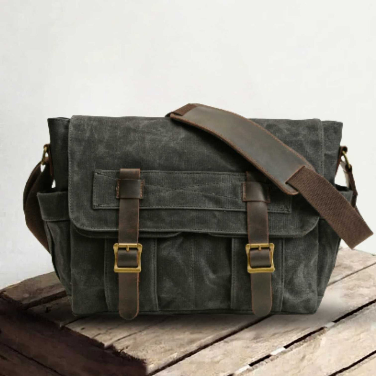 Scott | Waxed Canvas Leather Shoulder Bag | Real Leather