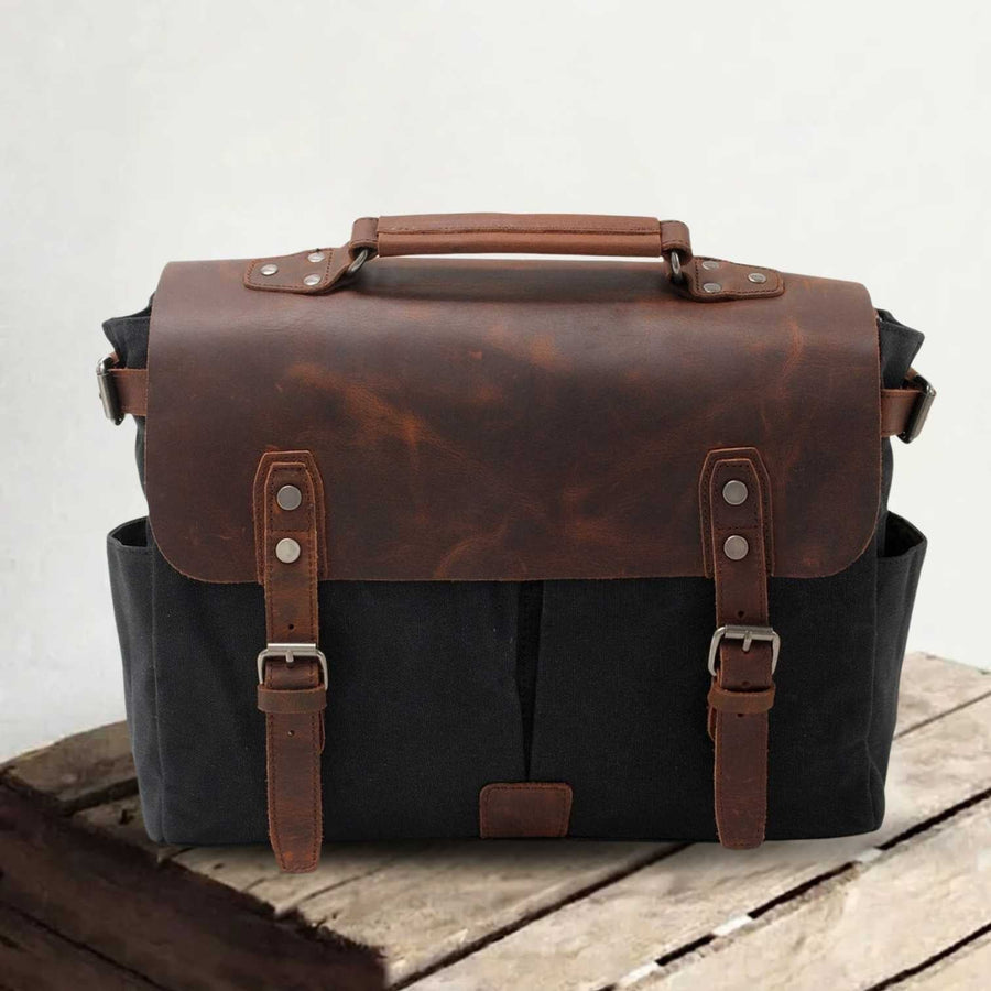 Alexander |  Vintage-Style Canvas Shoulder Bag | Real Leather
