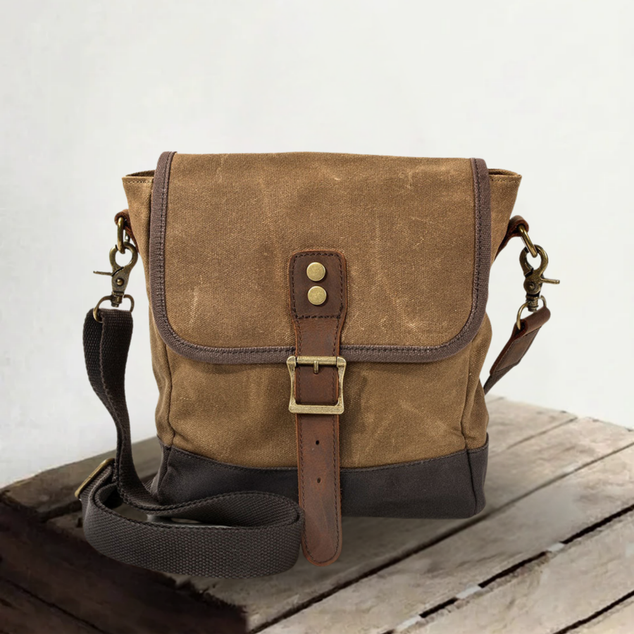 William | Small Canvas Shoulder Bag | Real Leather
