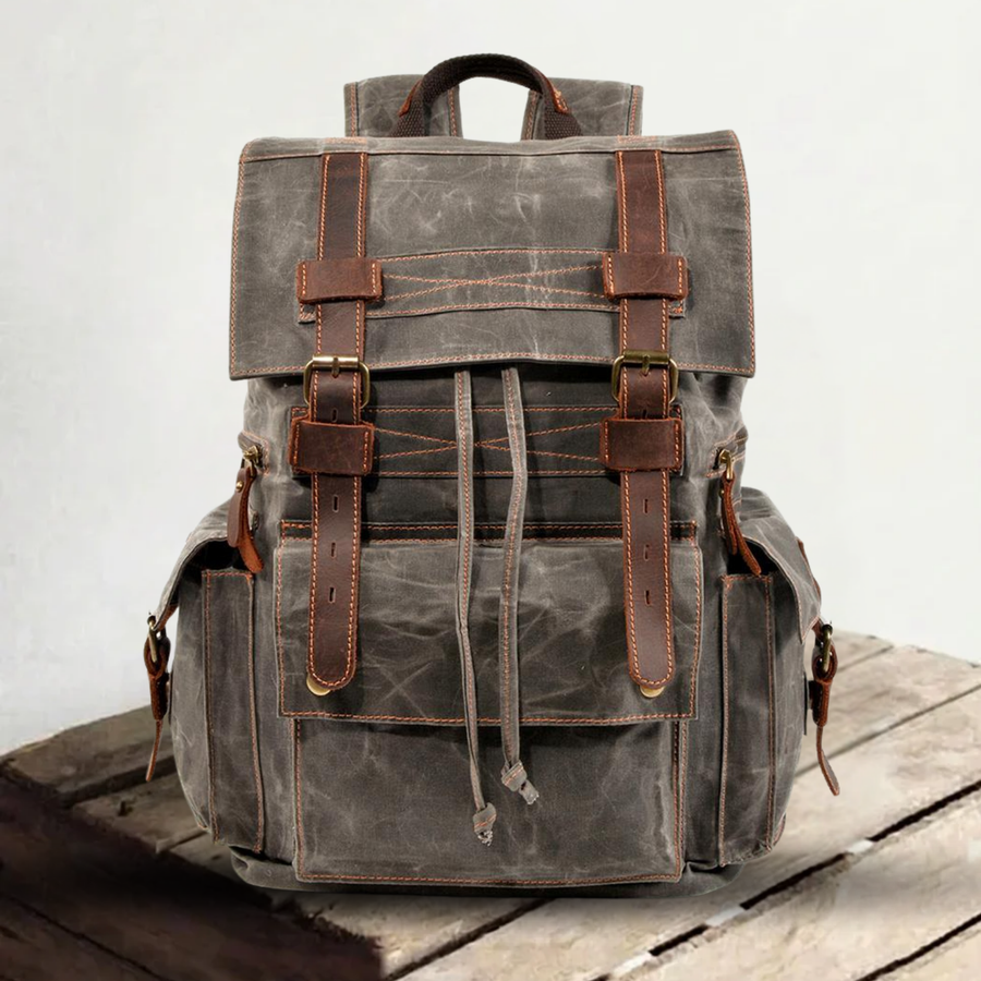 Brian | Spacious Canvas Backpack | Real Leather