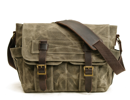 Scott | Waxed Canvas Leather Shoulder Bag | Real Leather
