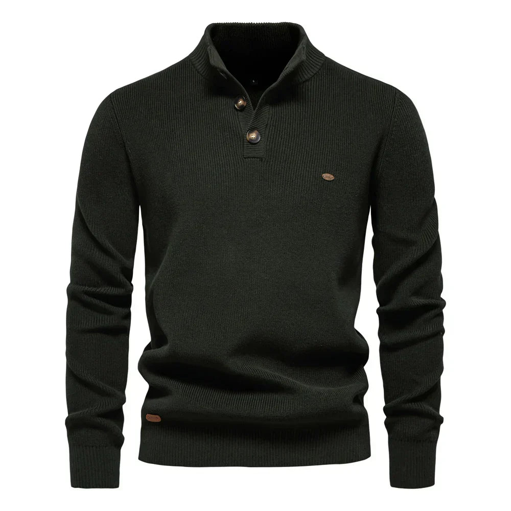 Aaron | Men's Sweater With Button Design