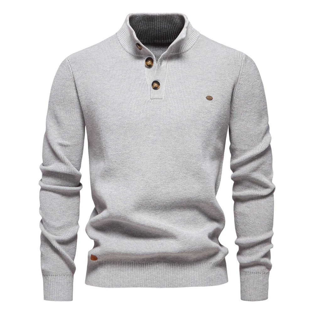 Aaron | Men's Sweater With Button Design