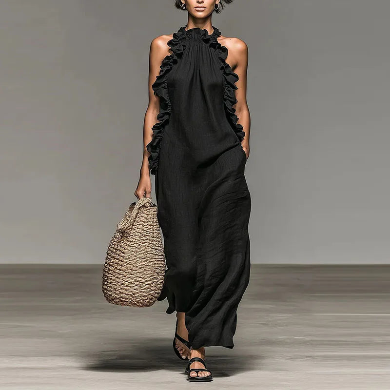 Aurelia | Halter Ruffle Bohemian Maxi Dress