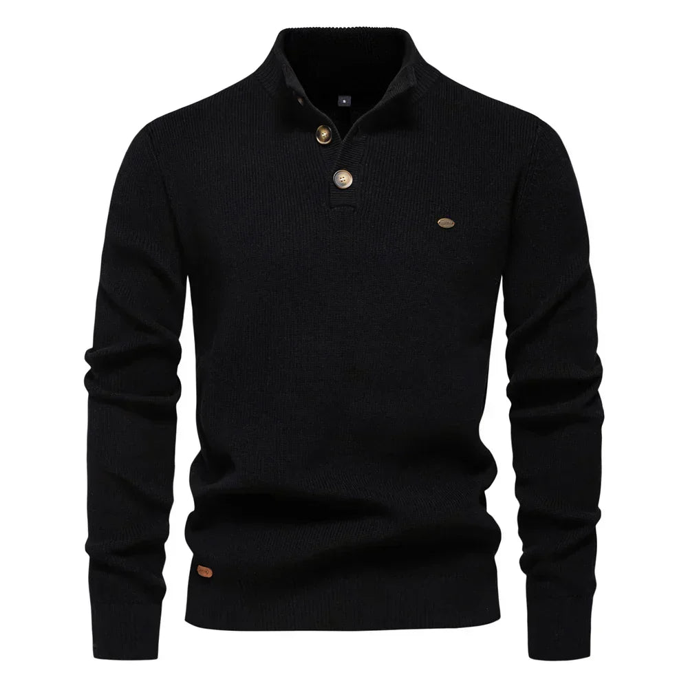Aaron | Men's Sweater With Button Design