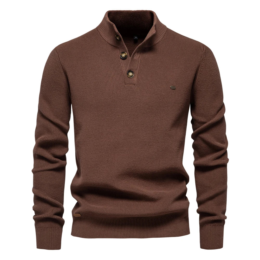 Aaron | Men's Sweater With Button Design