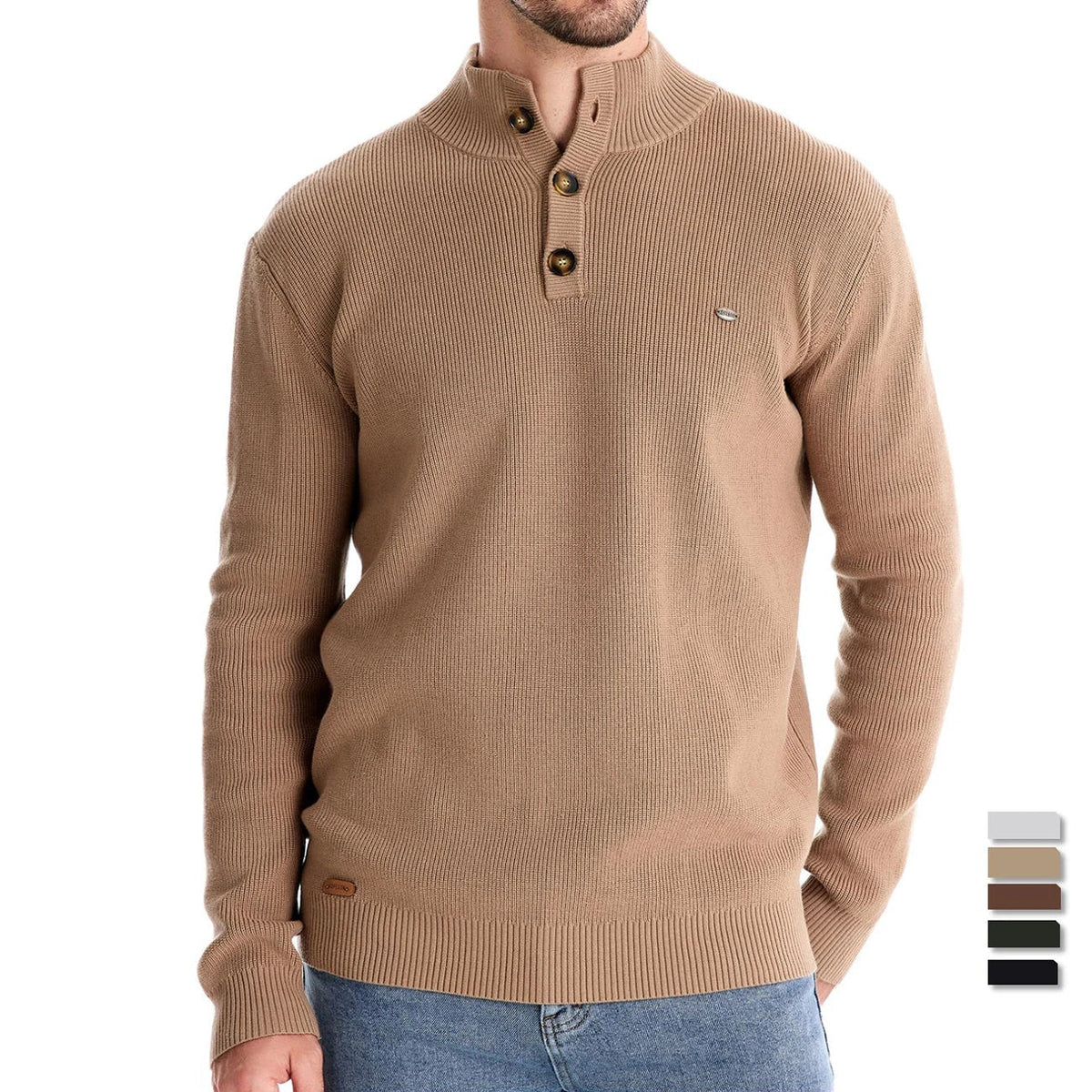 Aaron | Men's Sweater With Button Design