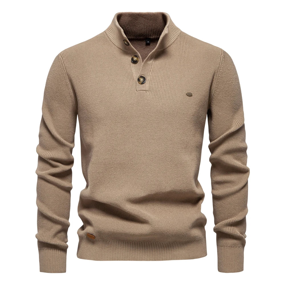 Aaron | Men's Sweater With Button Design