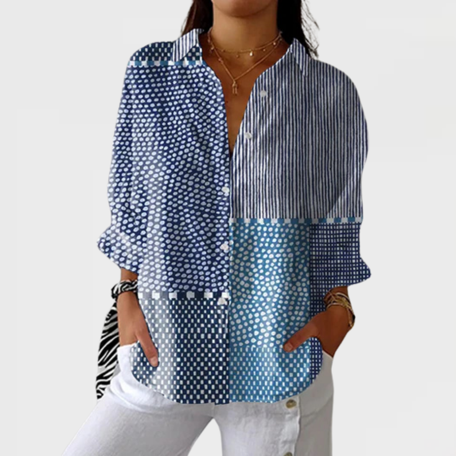 Olivia | Ocean Patchwork Blouse