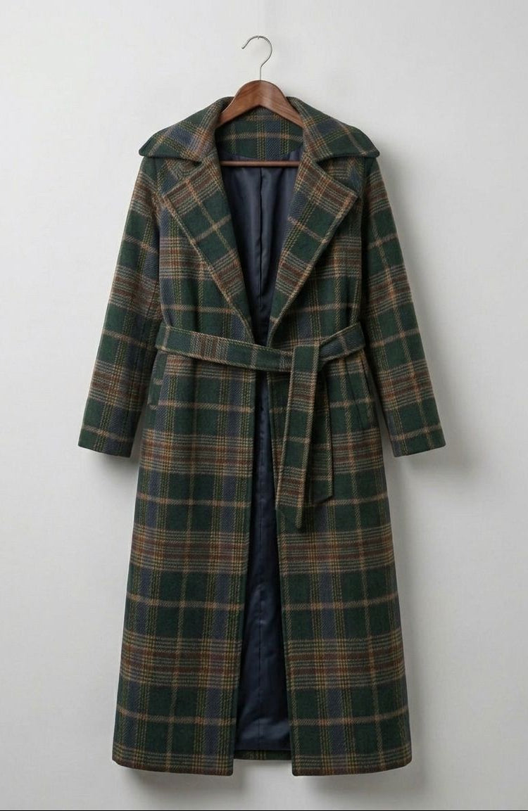 Ivy | Forest Green Check Longline Coat