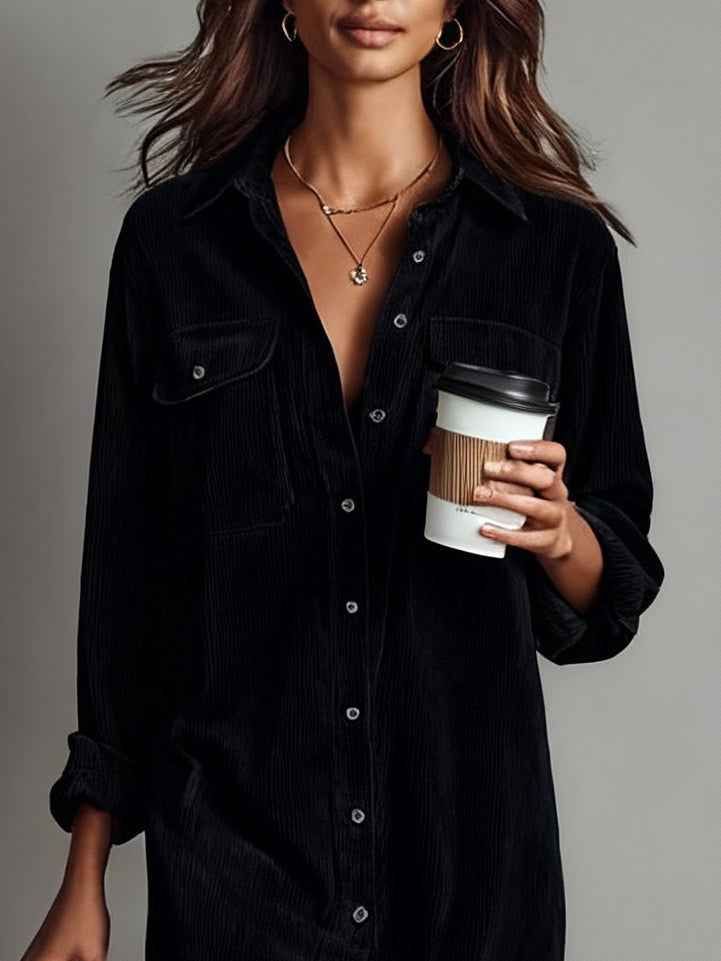 Evelyn | Relaxed Corduroy Midi Dress