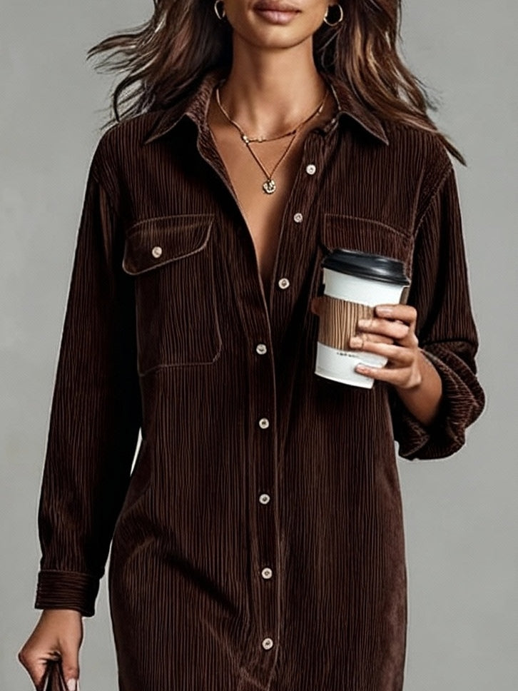 Evelyn | Relaxed Corduroy Midi Dress