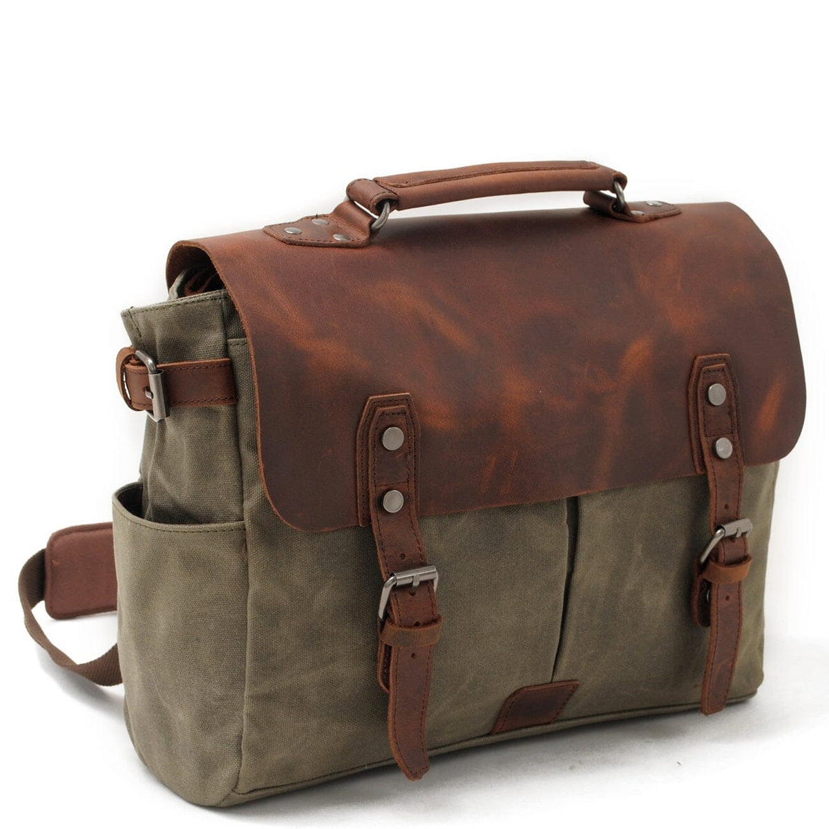 Alexander |  Vintage-Style Canvas Shoulder Bag | Real Leather