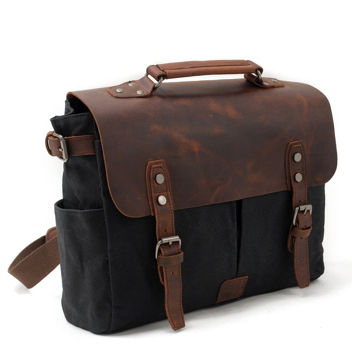 Alexander |  Vintage-Style Canvas Shoulder Bag | Real Leather