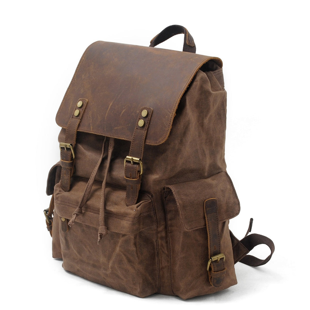 Jacob | Solid Waxed Canvas Backpack | Real Leather