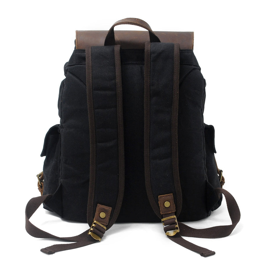 Jacob | Solid Waxed Canvas Backpack | Real Leather