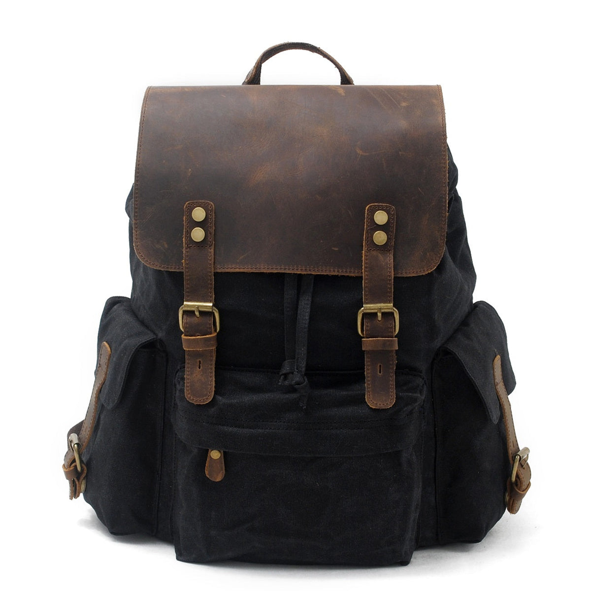 Jacob | Solid Waxed Canvas Backpack | Real Leather