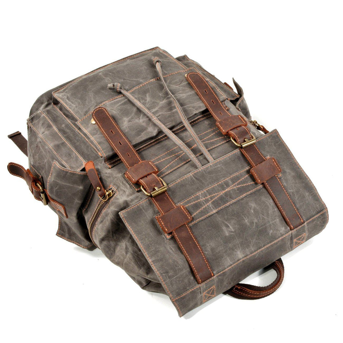 Brian | Spacious Canvas Backpack | Real Leather