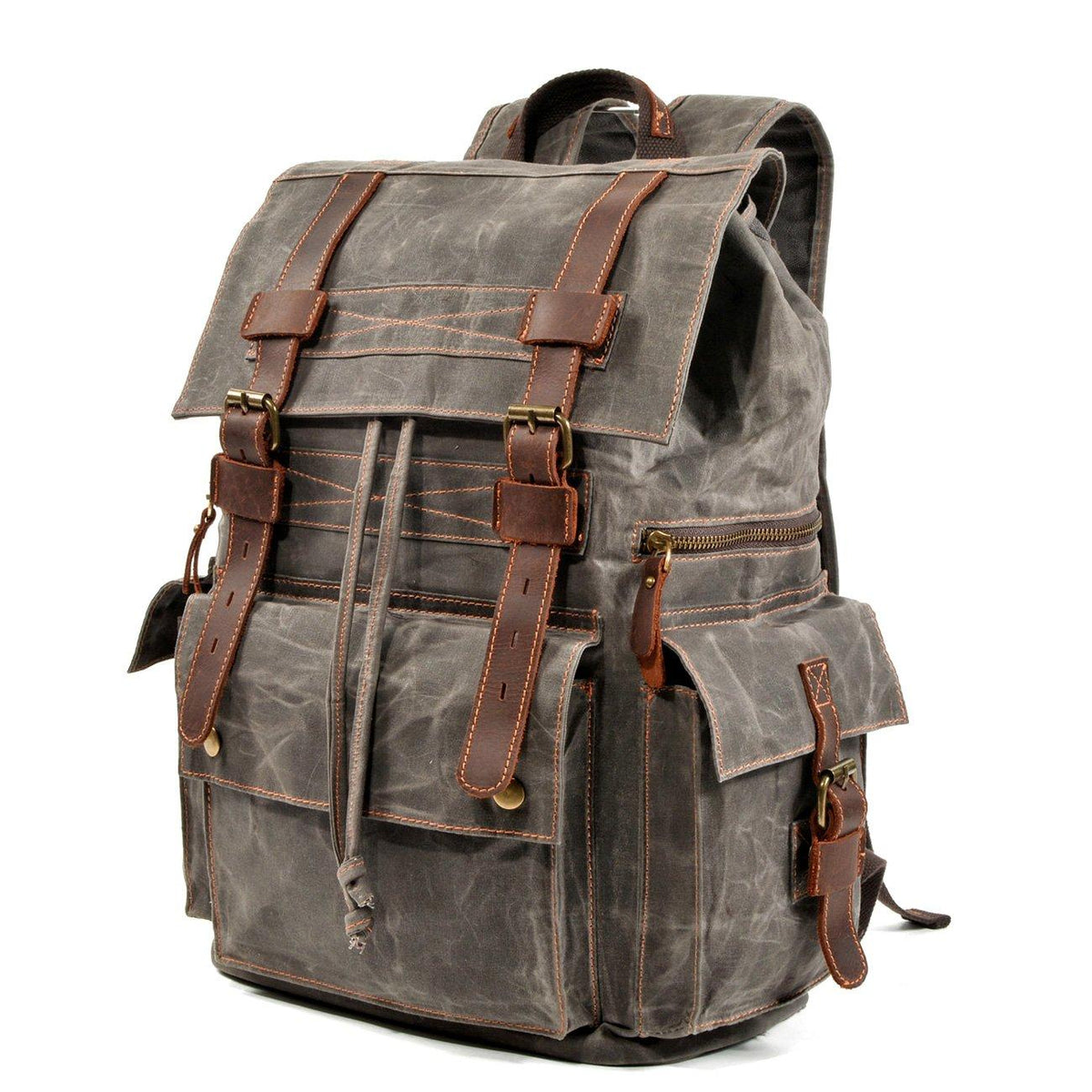 Brian | Spacious Canvas Backpack | Real Leather