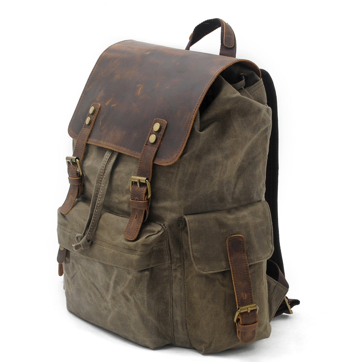 Jacob | Solid Waxed Canvas Backpack | Real Leather