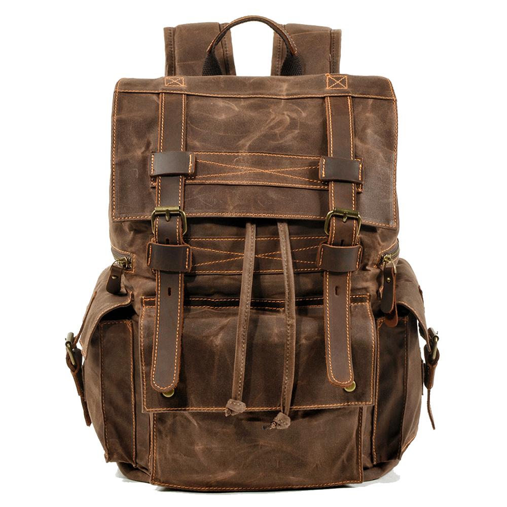 Brian | Spacious Canvas Backpack | Real Leather